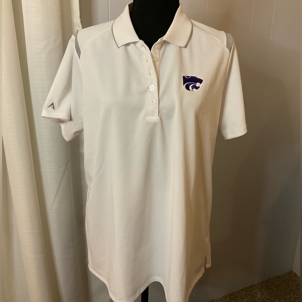 ANTIGUA K-STATE WILDCATS WOMENS WHITE LEGACY PIQUE SHORT SLEEVE POLO SHIRT